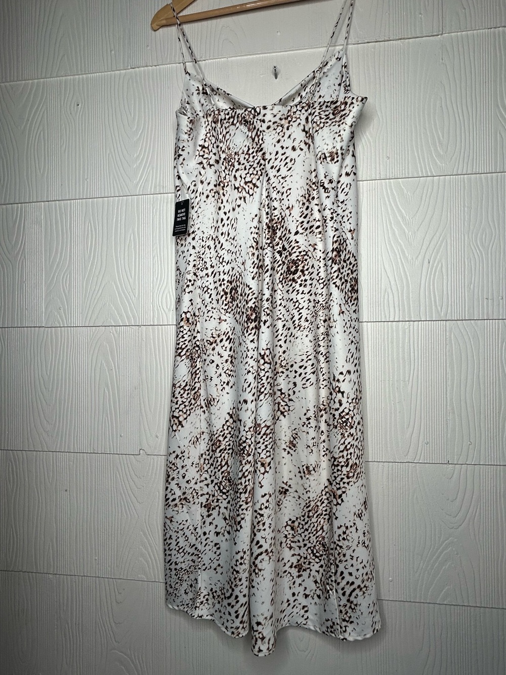 Express White Slip Midi Dress with Brown Spot Print - Picture 2 of 6